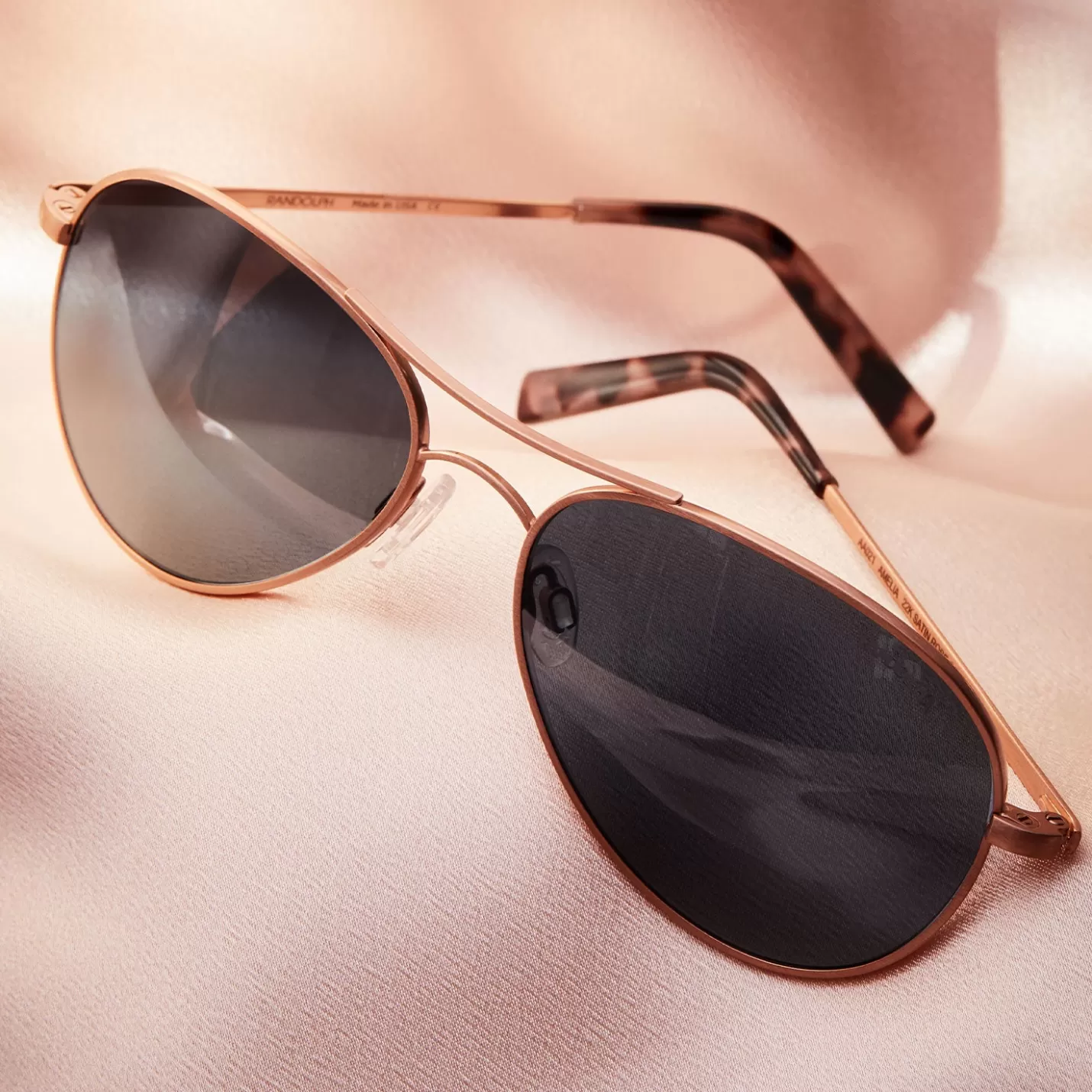Randolph Engineering Amelia - 22k Satin Rose Gold & Slate | Women Women’s Sunglasses | Shop By Size